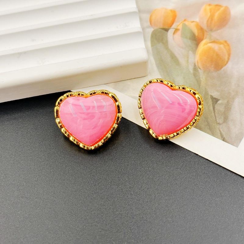 Medieval Fashion Earrings Design Candy Pink Blue Love Stud Earrings розовый