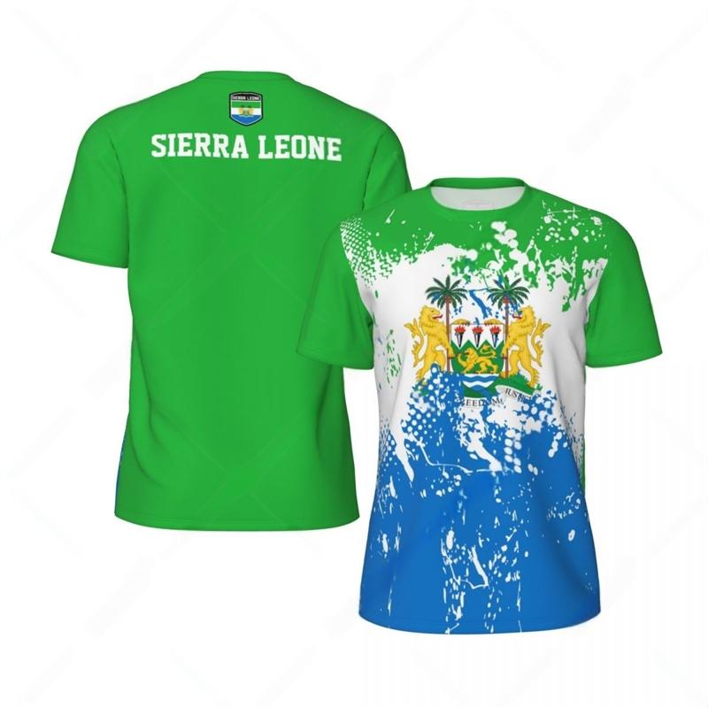 Fashion Sierra Leone Flag Graphic Football T Shirts For Summer Sports 3D National Emblem Printed T-shirts Loose Casual Tees