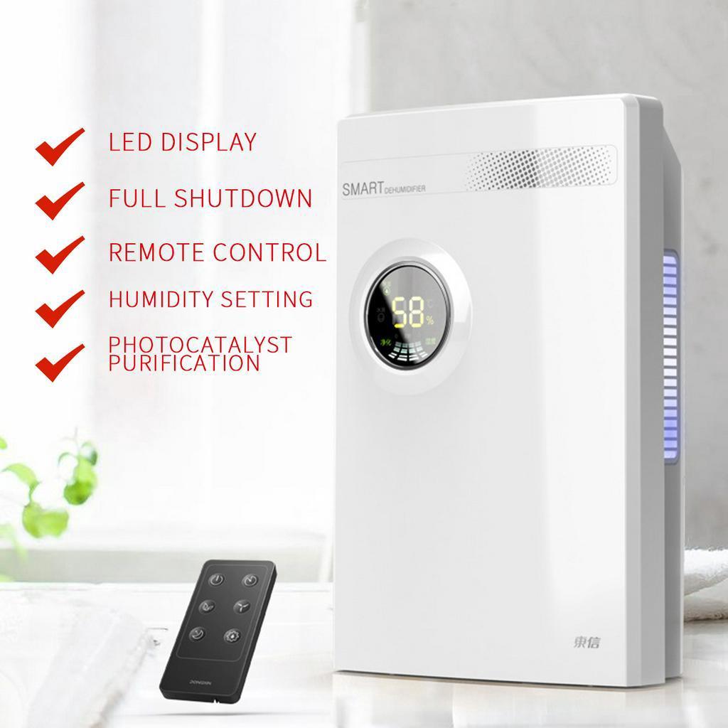 Office Home Dehumidifiers Mini Desiccant Compact LED Discplay Air Purifier Machine Automatic Power-off Dehumidifier White 2.2L AC 220V