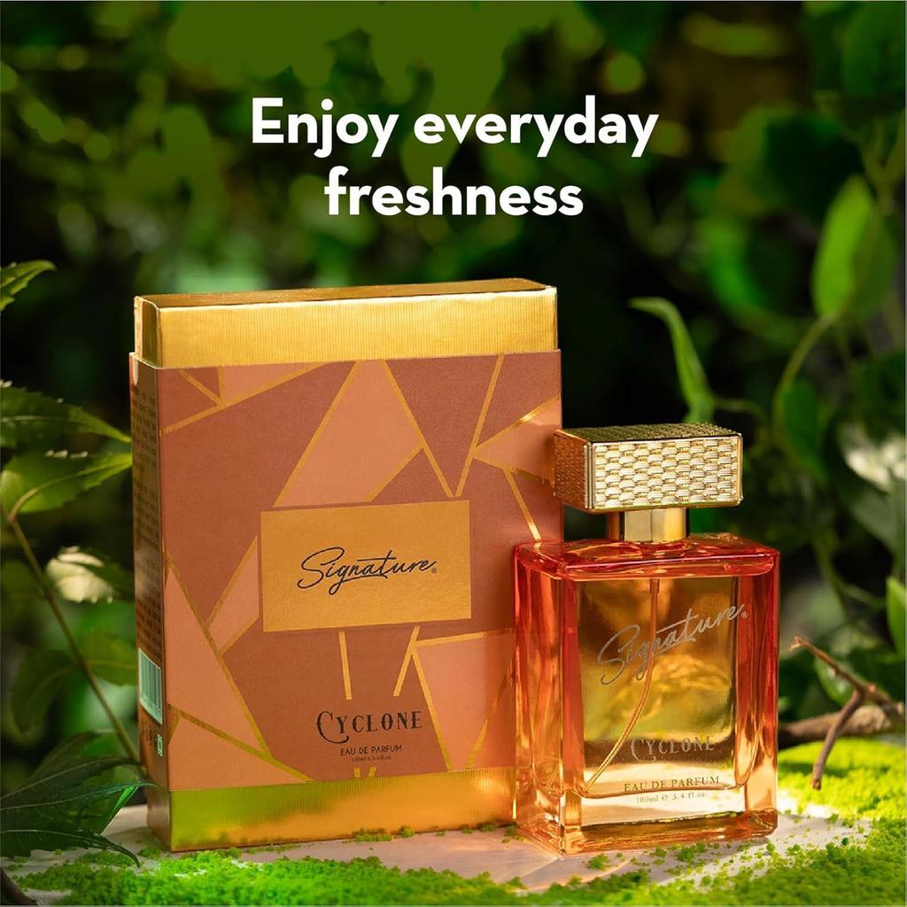 SIGNATURE AURA Cyclone Eau De Parfum for Women | Long Lasting Perfume | Aromatic Green Fragrance | Mandarin, Orange, Freesia & White Musk