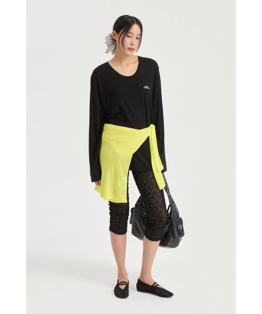 LUCKY CHOUETTE U Neck Loose Fit Long Sleeve T-Shirt (Black) Lftx25465Bkx