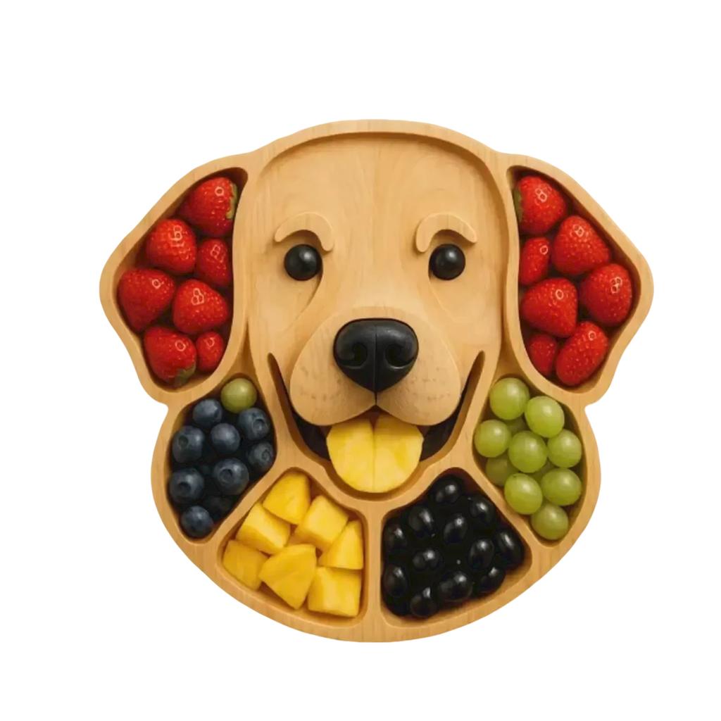 28x28cm Dog Themed Charcuterie Platter, Candy Dish Platter, Face Shaped Cheese Meat Tray, Birthday Spring Holiday Serving,Wooden Craft Puppy Tray