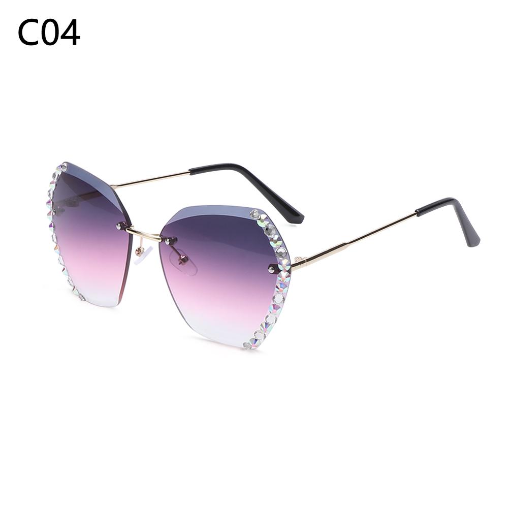 Retro Eyewear Shades UV400 Rimless Sunglasses Diamond Square Sunglasses Sun Glasses Oversized