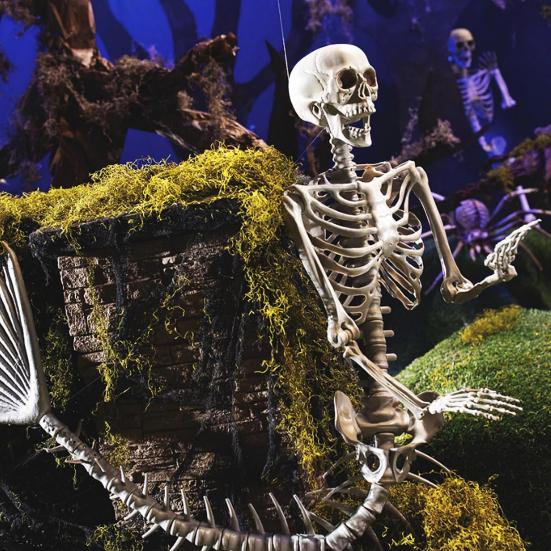 

2Pcs Realistic Mermaid Skeleton Simulated Full Body Posable Joints Mermaid Bones Scary Halloween Skeleton