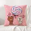 B-Brown Bear And C-Cony Cushion Cover Summer Coolness Linen Fabric Double-Sided Printing Pillow Case Sofa Home Decor Gift