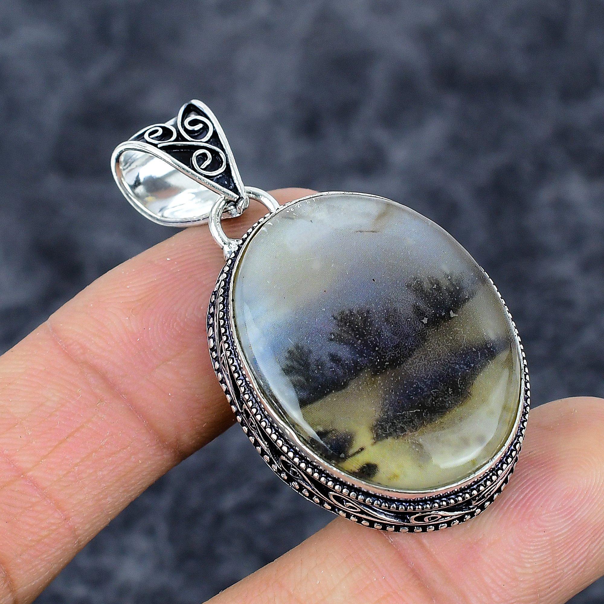 

Dendrite Opal Gemstone Handmade 925 Sterling Silver Jewelry Pendant 1.97 M-3282