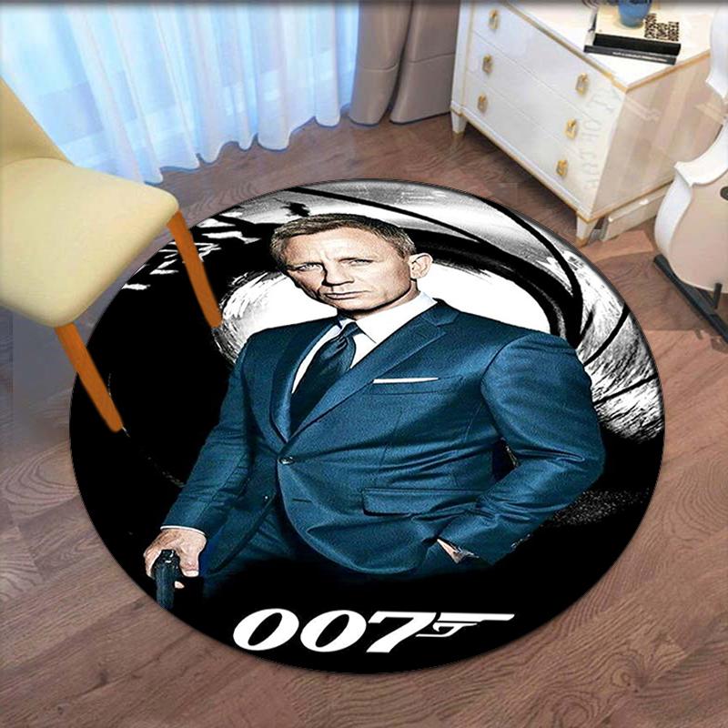 007 James Bond Printed Round Rug Carpet Chair Rug Area Rug Entryway Doormats,for Office Chair Living Room Bedroom Kitchen Room.