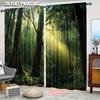 2pc,   Window Curtains Forest Trees Durable Polyester,Without Electricity Festive Holiday Use for Home Daily Decor