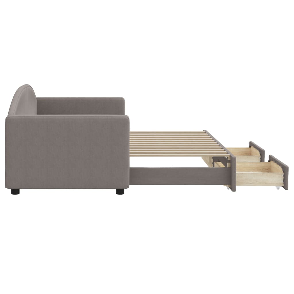 Pull Out Daybed with Drawers Taupe 80x200 Cm Fabric