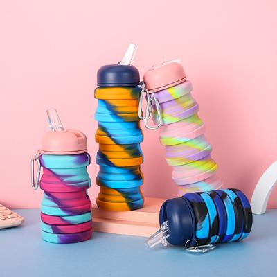 Borraccia sportiva pieghevole in silicone edibile per viaggi all'aperto, protezione ambientale senza BPA, tazza in silicone, tazza pieghevole per acqua
