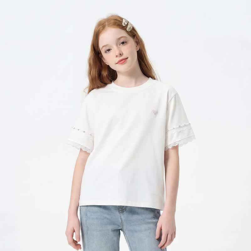Montagut Girls  Love Heart Print Short-Sleeve T-Shirt 150