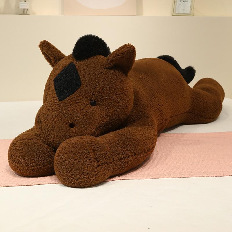 

Giant Dimension Adorable Lying Horse Plush Playthings Stuffed Cartoon Animal Huggable Horse Girls Birth Date Gifts 90cm коричневый