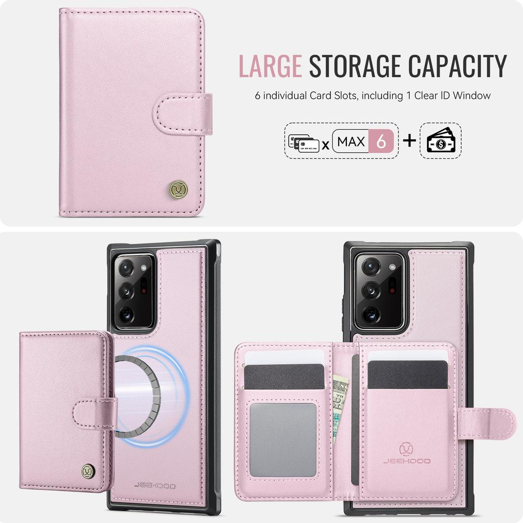 For Samsung Galaxy Note20 Ultra Case JEEHOOD J09 RFID Blocking Card Holder Leather Back Phone Cover Magnetic Case