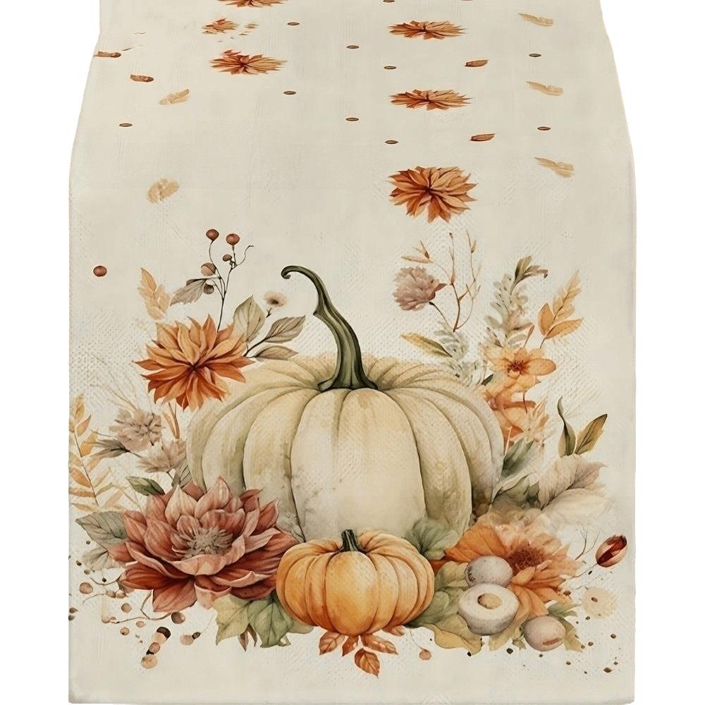 Maple Leaf Pumpkin Table Runner Flower Halloween Tablecloth Autumn Wedding