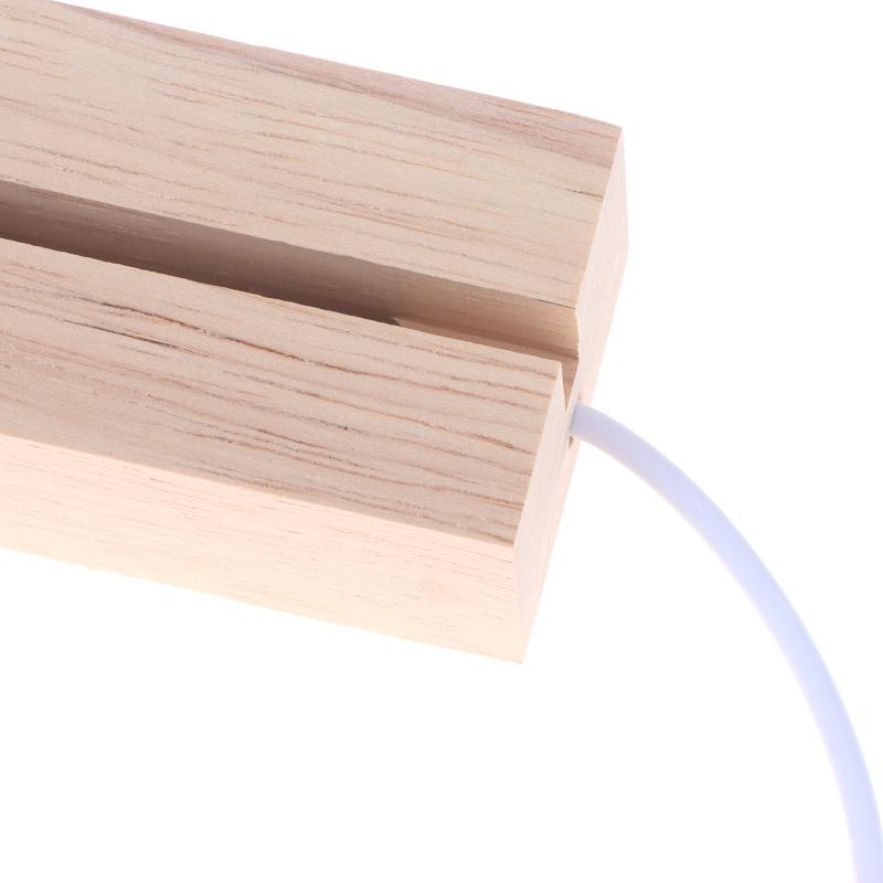 Led Rectangular Wooden Night Light Base Artistic Lamp With Usb Powered Switch Suitable For Glass Art And Resin Decor