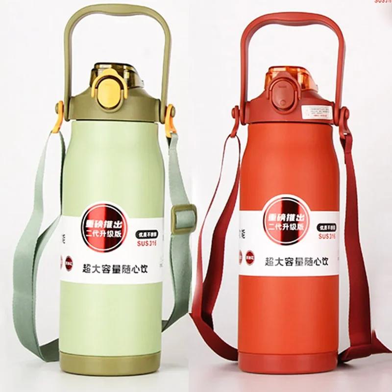680ML/1000ML/1300ML Thermosflasche Edelstahl Tragbare Thermobecher Große Kapazität Thermoflasche mit Tumbler Sportbecher Neu