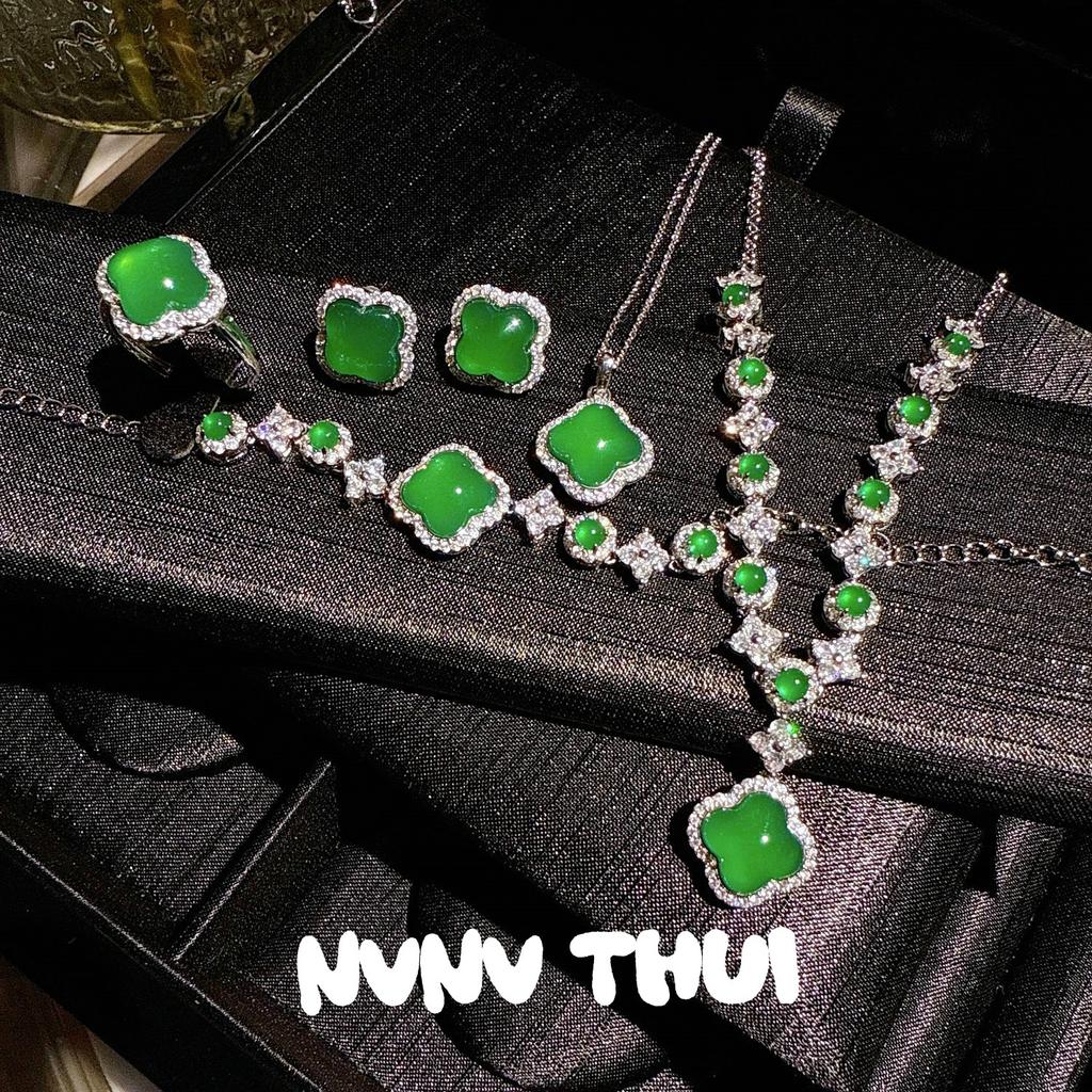 Jewelry, Horse Material Chalcedony Set Chain Dinner Chain Flower Necklace, Chalcedony Flower Bracelet Comparable To Jadeite Pendant