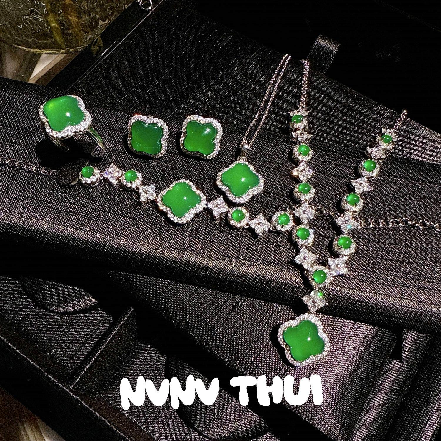 Jewelry, Horse Material Chalcedony Set Chain Dinner Chain Flower Necklace, Chalcedony Flower Bracelet Comparable To Jadeite Pendant