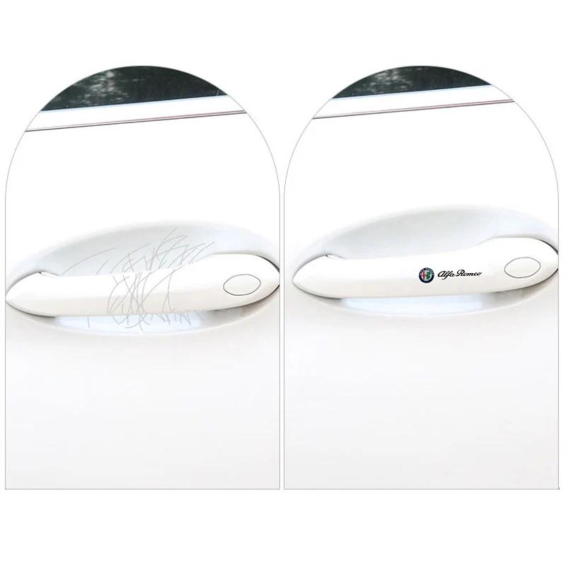 Hub Caps 8Pcs Car Door Handle Stickers Transparent Protector Film For Alfa Romeo 156 159 147 4C 8C 166 Giulia Giulietta Mito Ste zr0