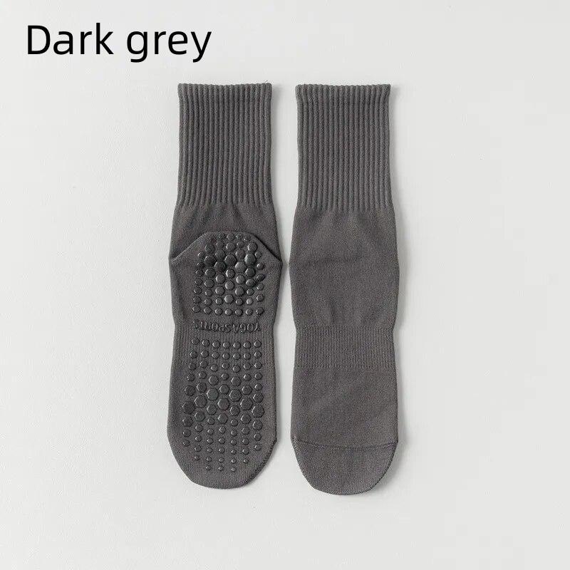 Nya enfärgade yogastrumpor i halvkalv bomull Pilatesstrumpor Halkfria professionella sportstrumpor Danskonditionsträning Golvstrumpor