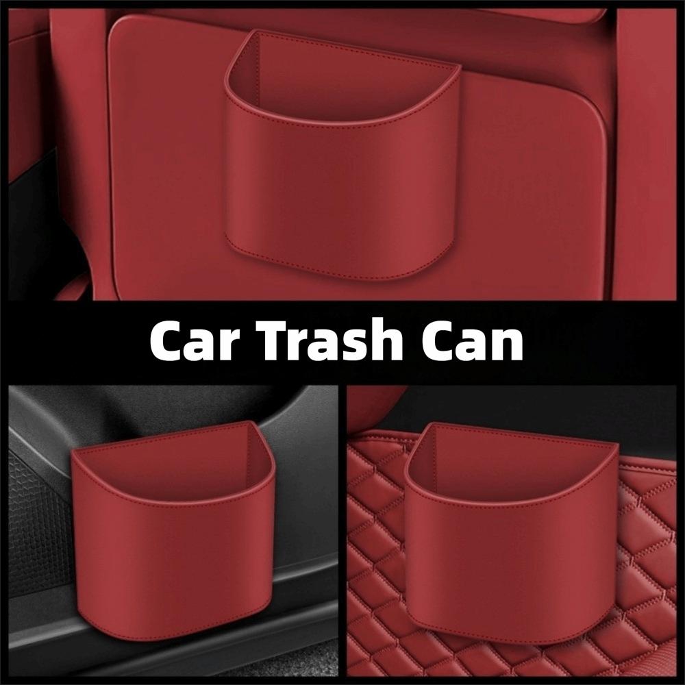 PU Leather Rear Seat Garbage Bin Compact Car Door Trash Can Portable Car Trash Can Storage Box