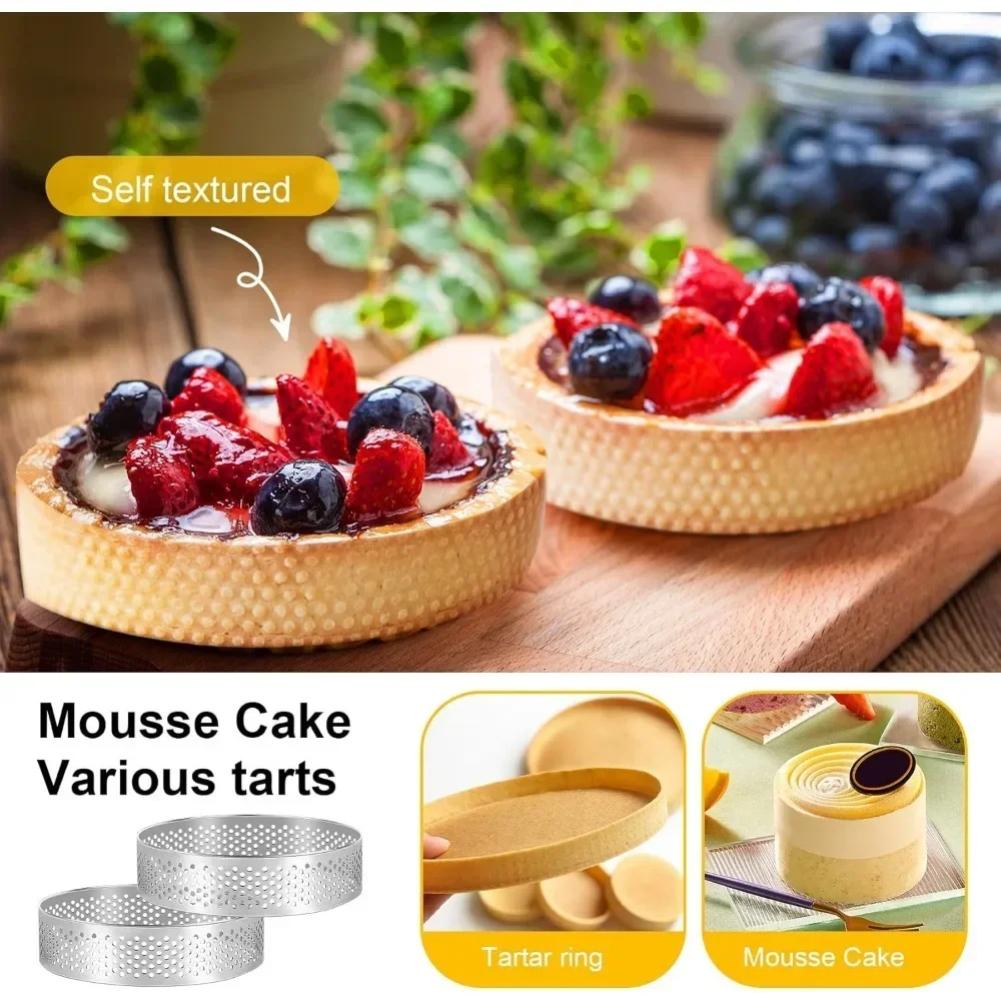 10PCS Round Stainless Steel Tart Ring Heat-Resistant Perforated Molds DIY Mousse Fruit Pie Tartlet Doughnut Mold Kitchen Tools