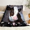 1pc of Cozy and Comfortable Flannel Flannel Blanket with a Pastoral Ranch Calf Pattern, Allowing You To Enjoy the Leisurely Atmosphere of a Rural Ranc