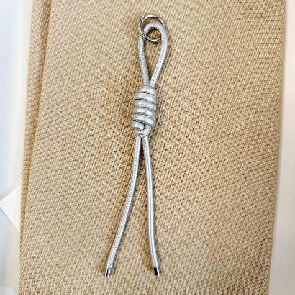 Beautiful PU Rope Knot Keychain Solid Color Thick PU Rope Art with Ring Clasp Woman's Handbag Pendants