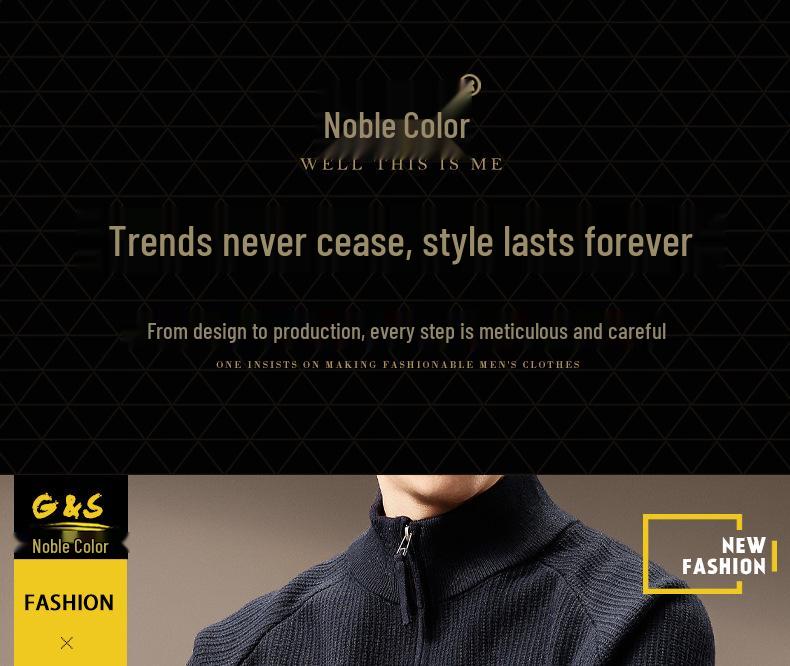High-End American Trendy Men's 2025 Autumn/Winter Three-Stripe Knit Stand Collar Cardigan Sweater