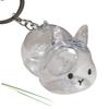 Clear Rabbit Shape Pet Hair Memorial Keychain Portable Keepsakes Storage Box Pendant With Tweezer For Pet Owners Gift