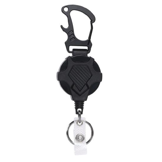 Heavy Duty Retractable Keychain with Magnetic Closure Tactical ID Badge Holder Reel Carabiner Clip Easy-pull Buckle