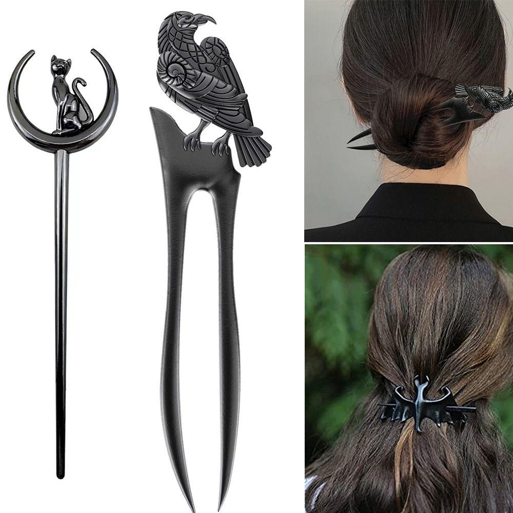 

Plastics Hairpin with a Black Raven Headbands Bat Hairpin Hairpin Raven for Women/Girls