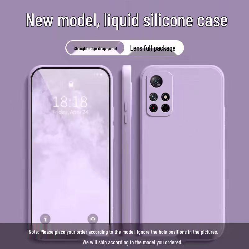 Redmi Note 11S Case: Solid Color Liquid Silicone, Full Coverage, Anti-Drop, Soft Straight Edge