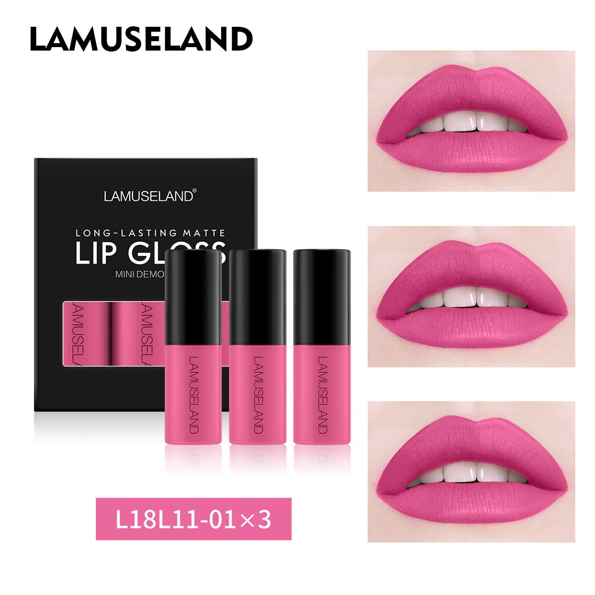 

LAMUSELAND 3 шт./компл. милая мини-водостойкая долговечная жидкая помада матовый блеск для губ 3,5 г x 3