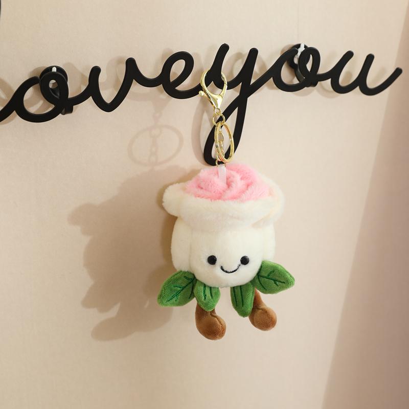 1pc Flowerpot Plush Flower Pendant Cute Key Ring Keychain Rose Tulip Anthurium Succulent Plant Stuffed Fashion Accessory Gift