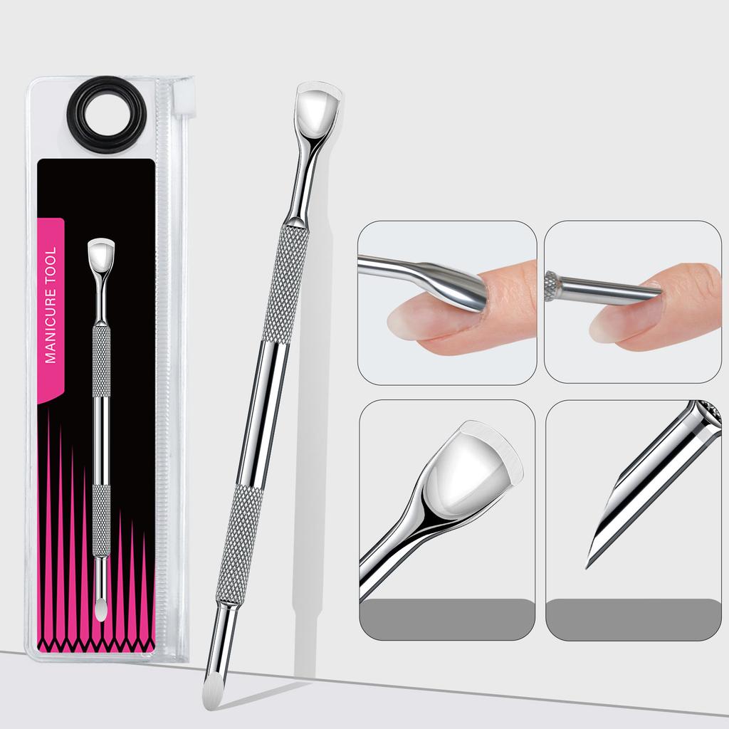Doppelseitiger Nagelhautschieber-Entferner-Reiniger Nail Art Dotting Pen Edelstahl Maniküre Pediküre Nail Art Pflegewerkzeug