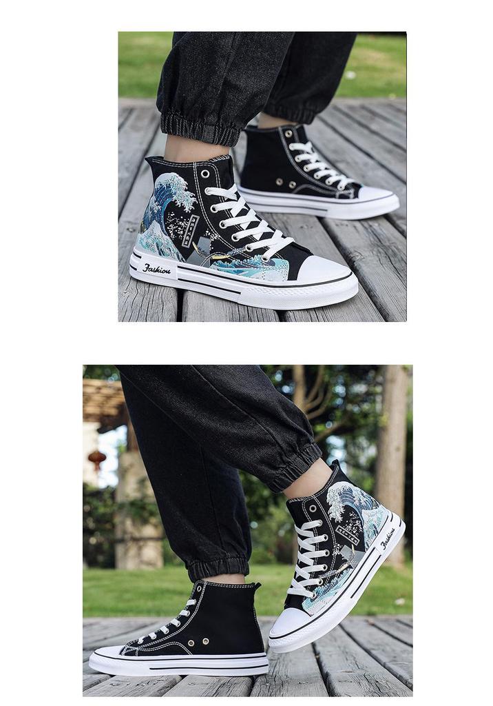 2026 Spring Men's High-Top Canvas Shoes - Trendy, Versatile, Fashionable Casual Footwear
