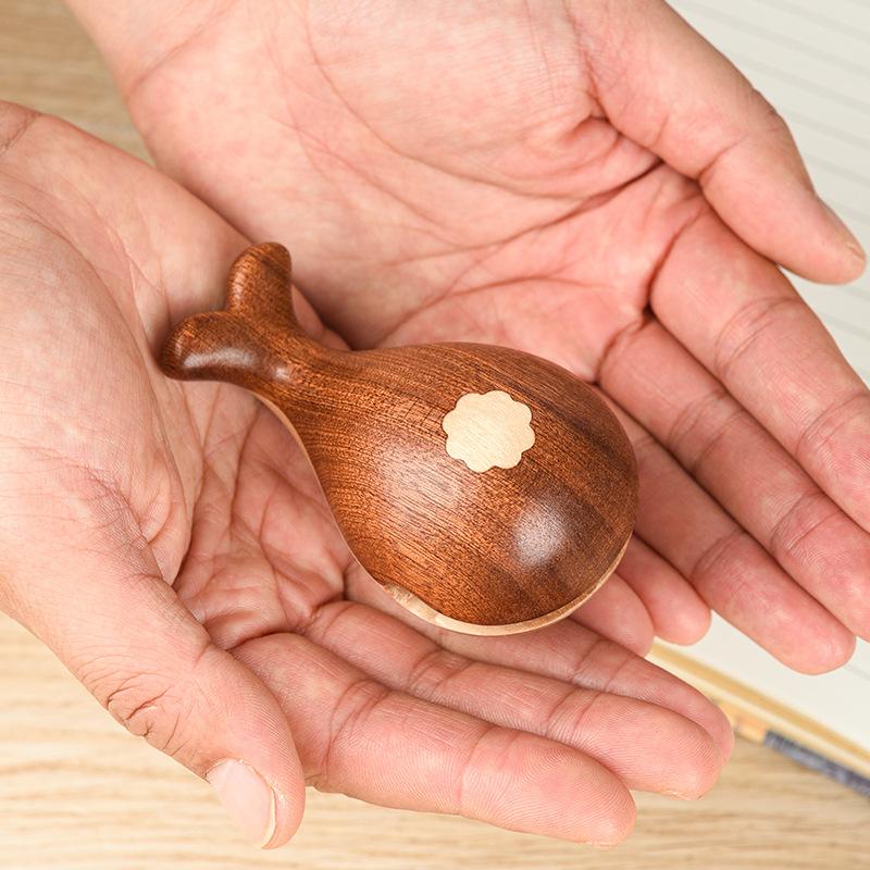 Whale Wooden Fish Banging Cute Carry-on Decompression Office Meditation Percussion Instrument Solid Wood Ornament Buddhist Physical Ornament