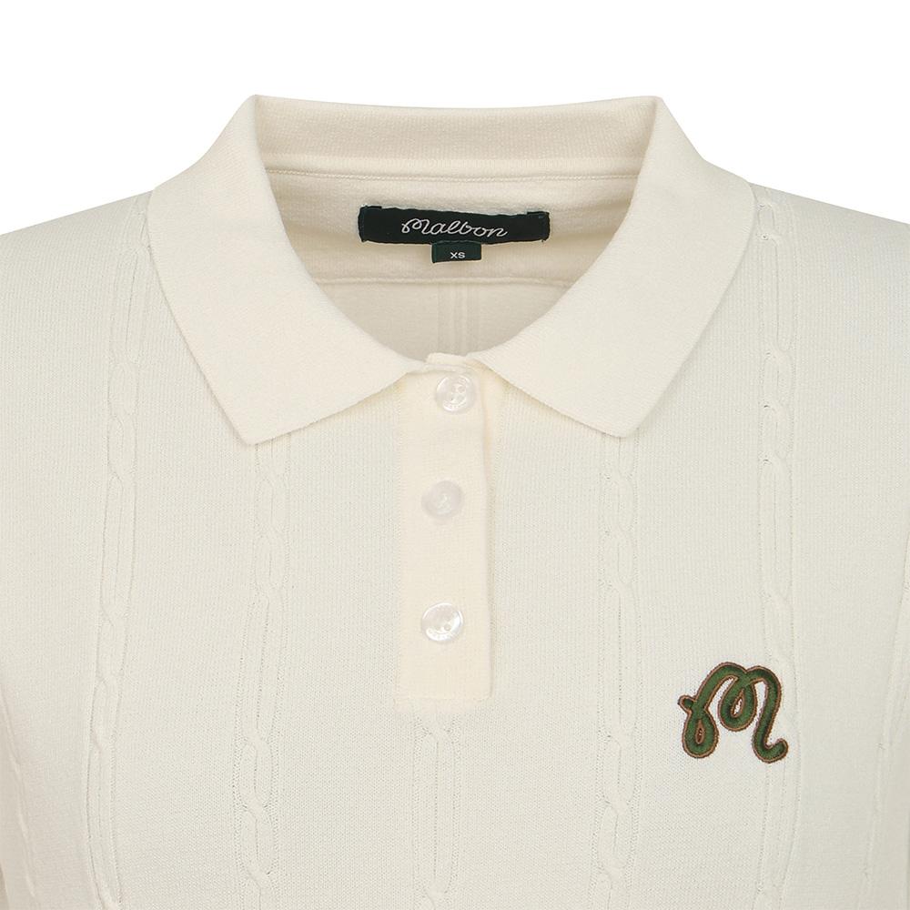 MALBON GOLF M Chain Cable Pattern Casual Short Sleeve Knit Ivory (Woman)