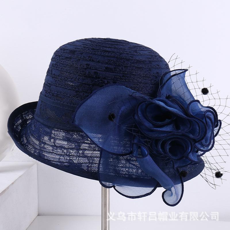 Summer lace breathable sun hat women's mesh flower pot hat sun hat fashion versatile crimped top hat