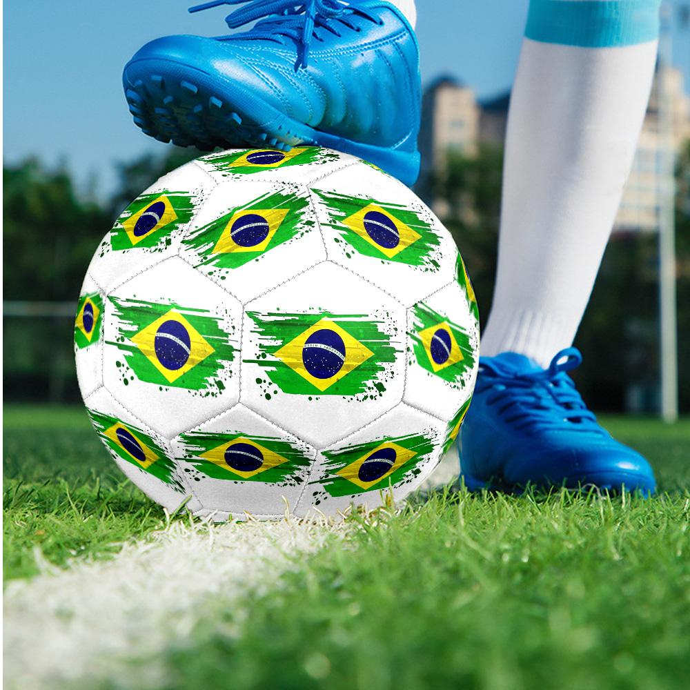 Brazil National Football Team Theme Soccer Ball Size 5 Soccer Ball Soft Touch Professional Training Football for Outdoor Sports