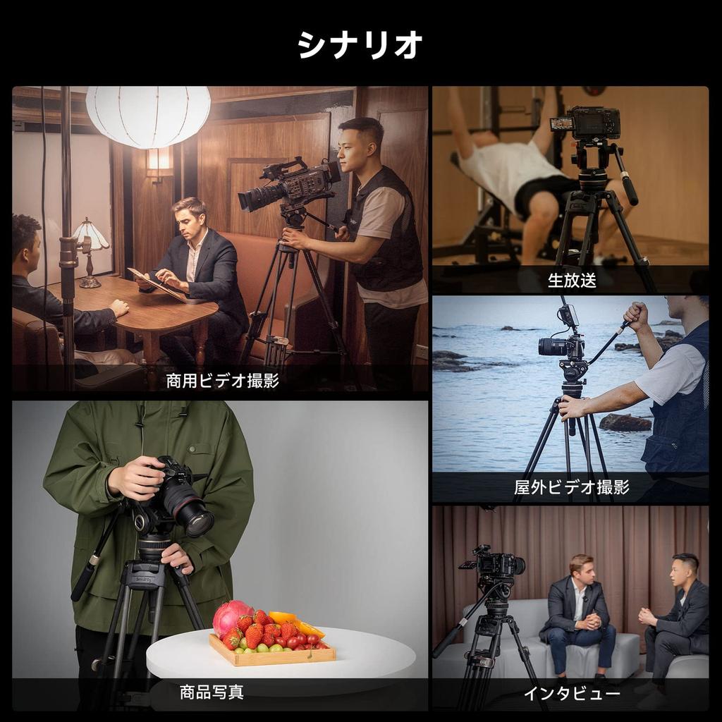 SmallRig 4167 Carbon Fiber Video Tripod Load Large Telescopic Camera Flat Video Compatible with Pro Fluid Video Heads 3-Section [25kg Capacity,