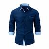 Camicia da Uomo Color Block Slim Fit in Cotone - Manica Lunga, Moda Business di Alta Gamma