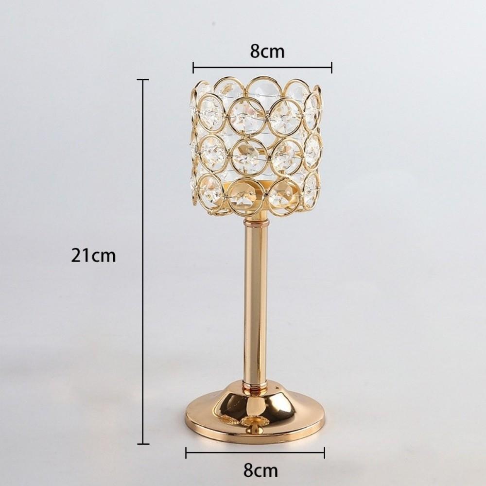 Retro Golden Candle Holder Crystal Metal Tea Stand Lamp Candlestick Wedding Decoration