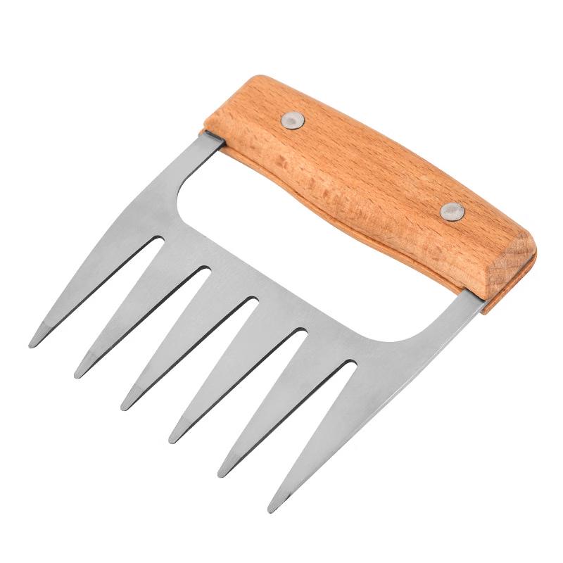 Stainless Steel Bear Claw Meat Shredders with Wooden Handles