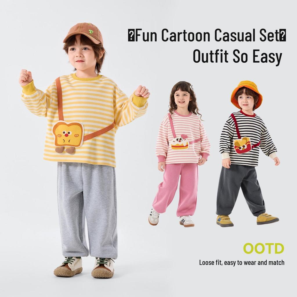 Dududu Children's Spring Cartoon Hoodie & Sweatpants Set - Boys' or Girls' Two-Piece Outfit