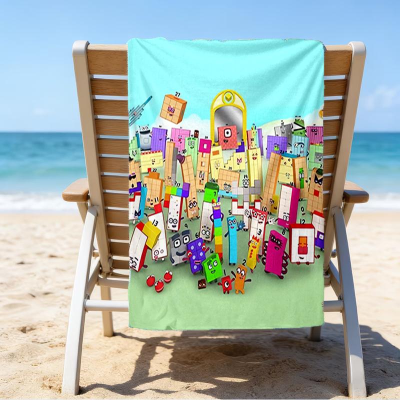 Ultra-Soft Beach Towel with Numberblocks Theme,Ideal for Pool - Camping, Diving - Perfect Travel Essential, Vibrant Beach Towel.