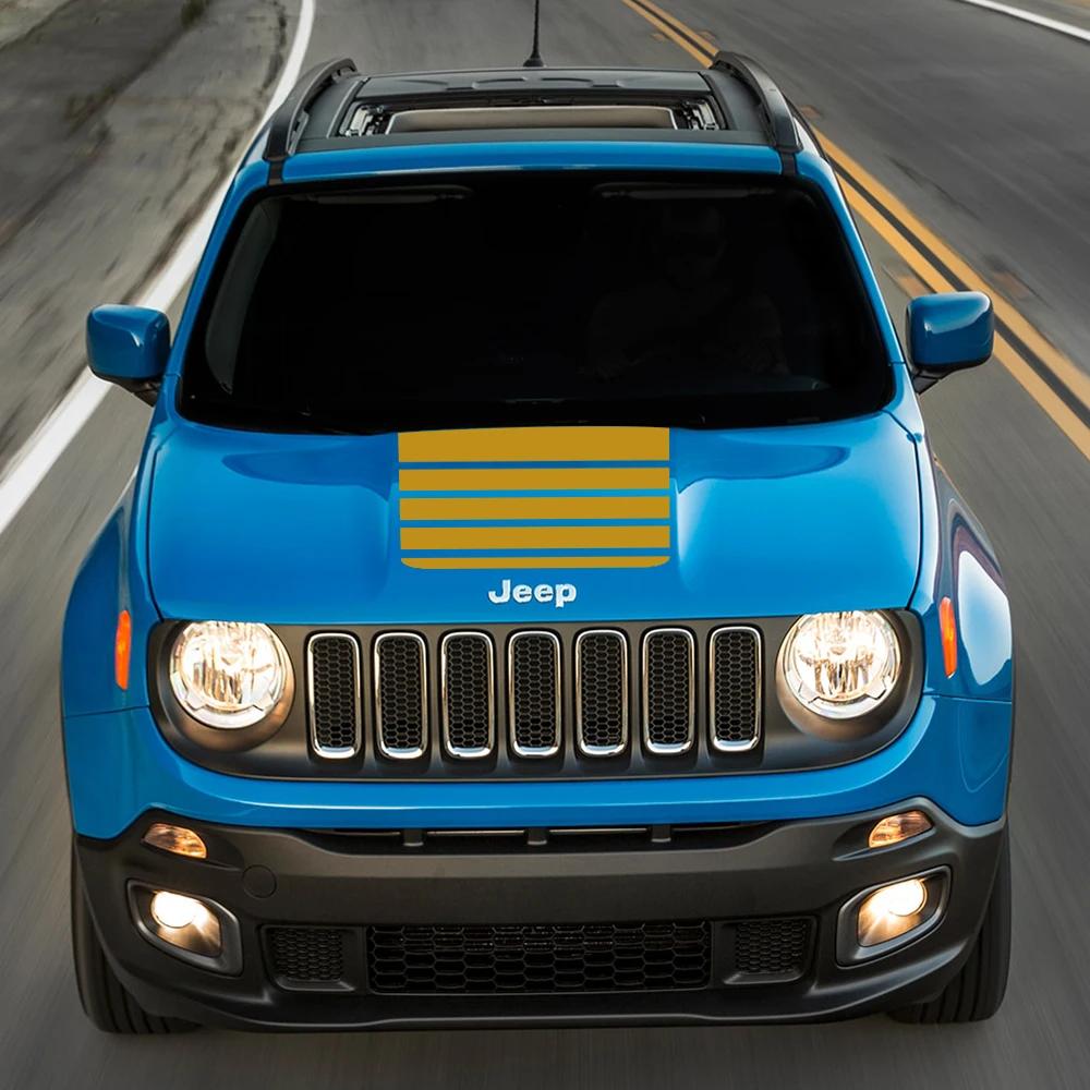 AFV1 For Jeep Renegade 2016 2017 2018 2020 2021 2022 2023 Car Hood Elevat Strips Graphics Sticker Vinyl Decal Auto Tuning Accessories