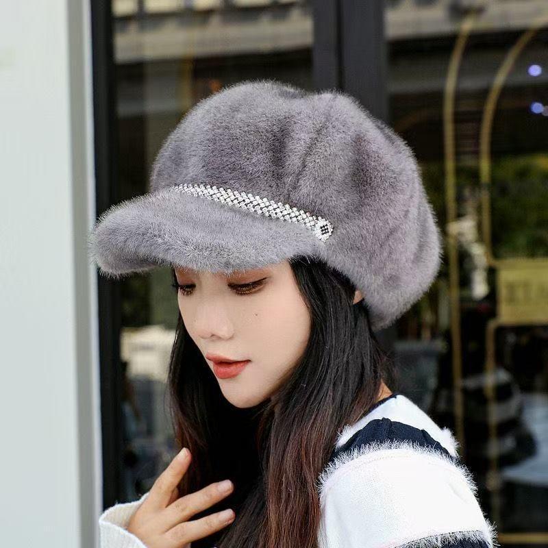 Women S Faux Fur Beret Winter Warm Thick Fashionable Hat