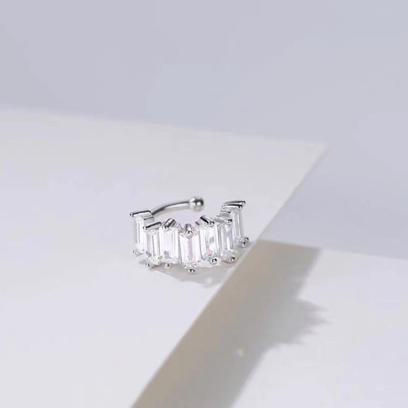 S925 Sterling Silver Ear Cuff Set: No Piercing Required, Women s French Retro Style Ear Bone Clip Earrings White Gold Plated Copper (Single)